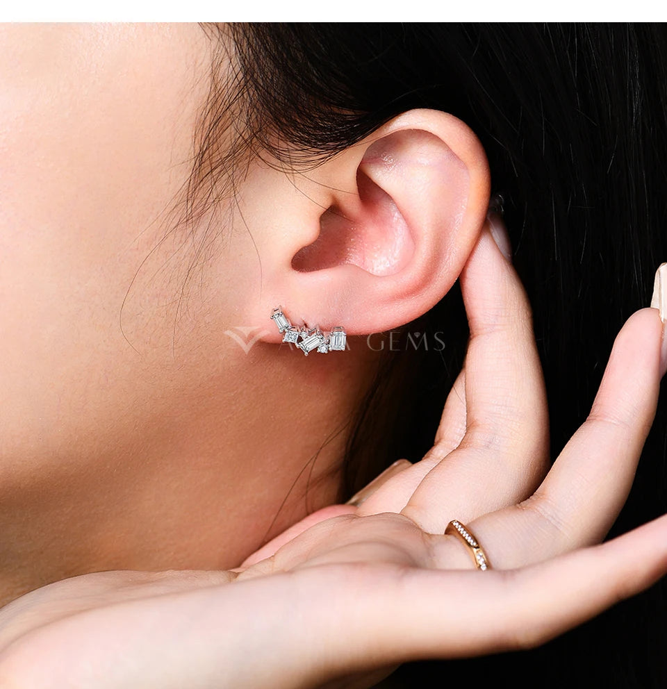 10K 14K 18K Gold Silver Moissanite Stud Earrings