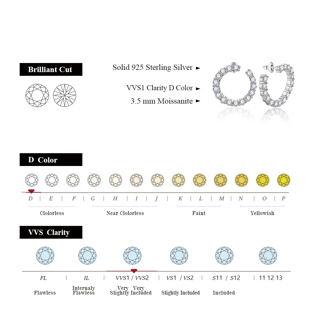925 Sterling Silver Passed the Diamond Test Wedding Earrings
