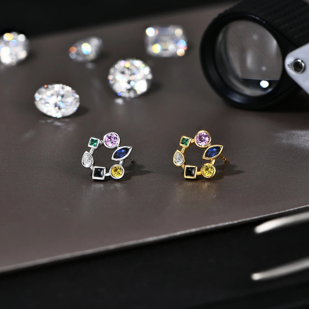18K 925 Sterling Silver Stud Earring