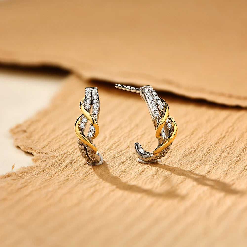 925 Stelling Silver Yellow Plated Diamond Test Stud Earring