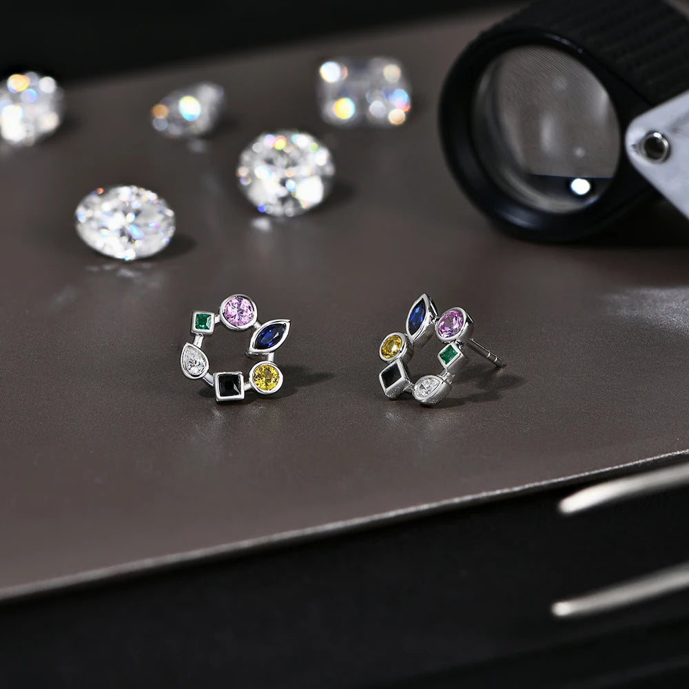 18K 925 Sterling Silver Stud Earring