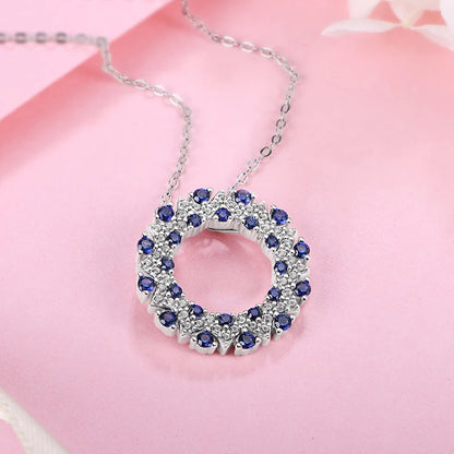 Solid 925 Sterling Silver Halo Pendant Necklace