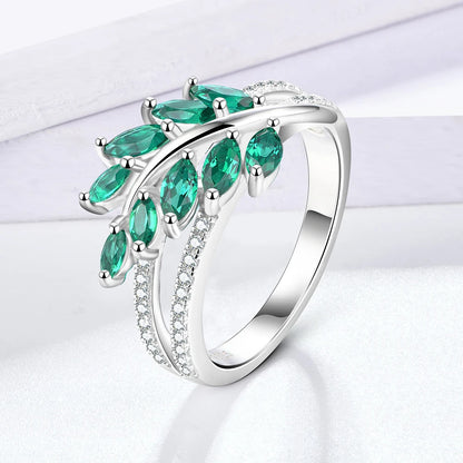 925 Sterling Silver Lab Emerald Created White Sapphire Ring