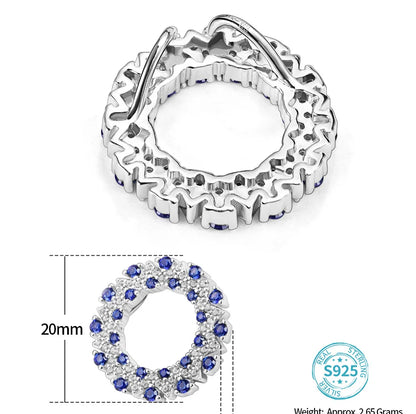 Solid 925 Sterling Silver Halo Pendant Necklace