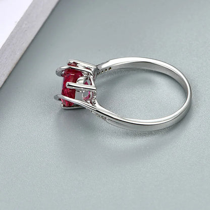Heart Shape Ruby 925 Sterling Silver Ring