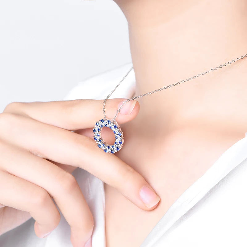 Solid 925 Sterling Silver Halo Pendant Necklace