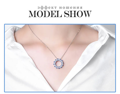 Solid 925 Sterling Silver Halo Pendant Necklace