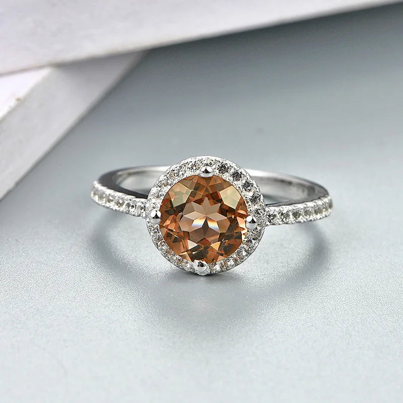 S925 Wedding Band Color Change Stone Silver Ring