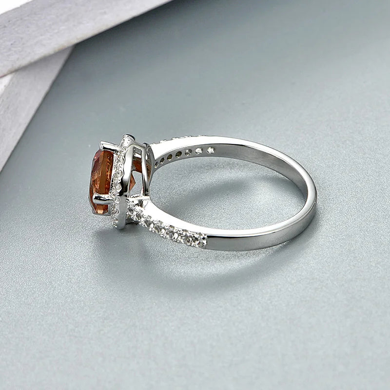 S925 Wedding Band Color Change Stone Silver Ring