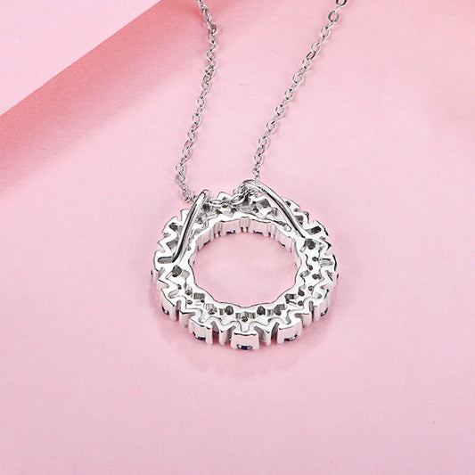Solid 925 Sterling Silver Halo Pendant Necklace