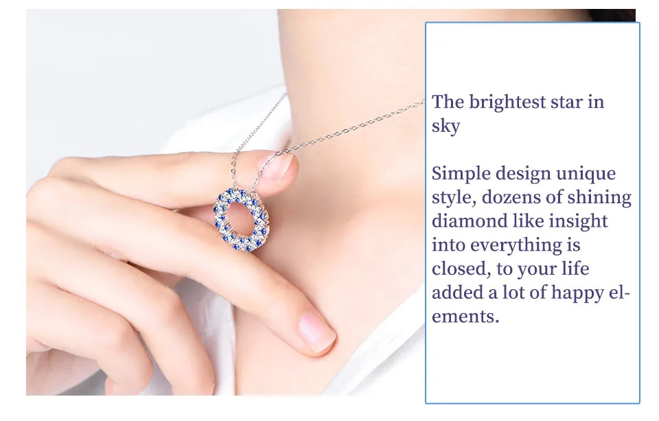 Solid 925 Sterling Silver Halo Pendant Necklace