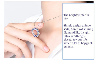 Solid 925 Sterling Silver Halo Pendant Necklace