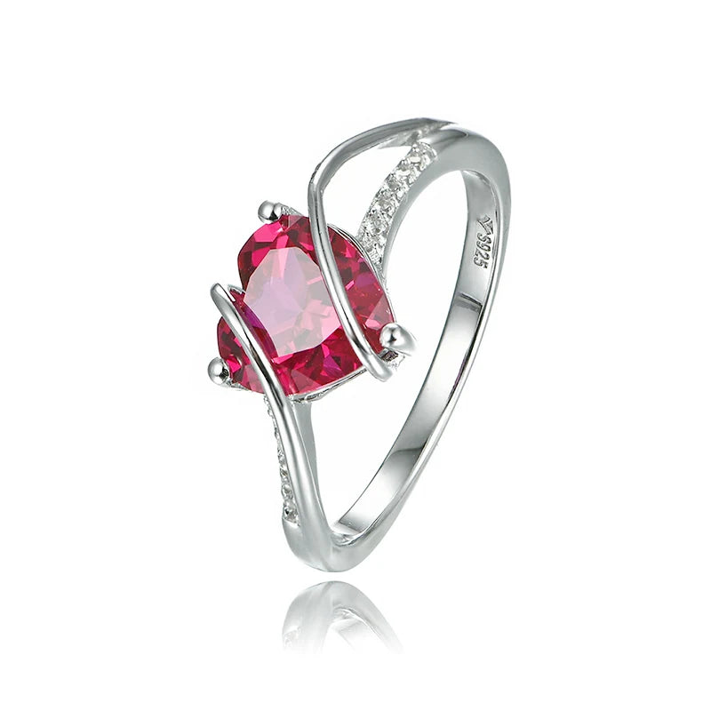 Heart Shape Ruby 925 Sterling Silver Ring
