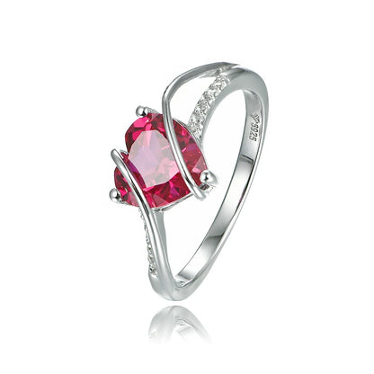 Heart Shape Ruby 925 Sterling Silver Ring