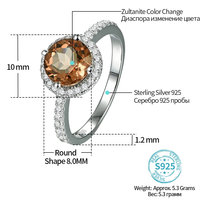 S925 Wedding Band Color Change Stone Silver Ring