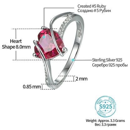 Heart Shape Ruby 925 Sterling Silver Ring