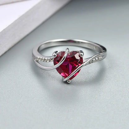 Heart Shape Ruby 925 Sterling Silver Ring