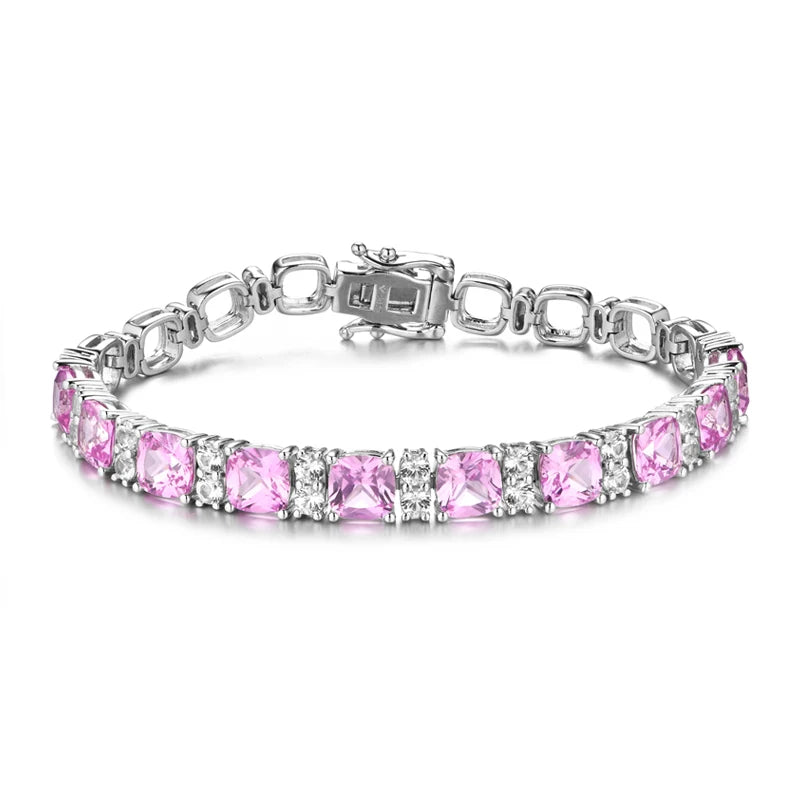 925 Silver Jewelry Original Created Blue Spinel Bracelet
