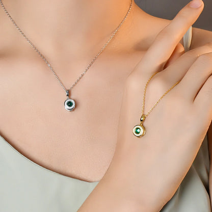 18K Yellow Gold Plated Lab Grown Emerald Gemstone Necklaces