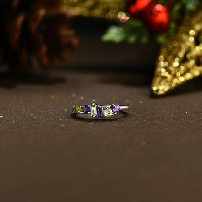 Classic Natural Amethyst Peridot Ring