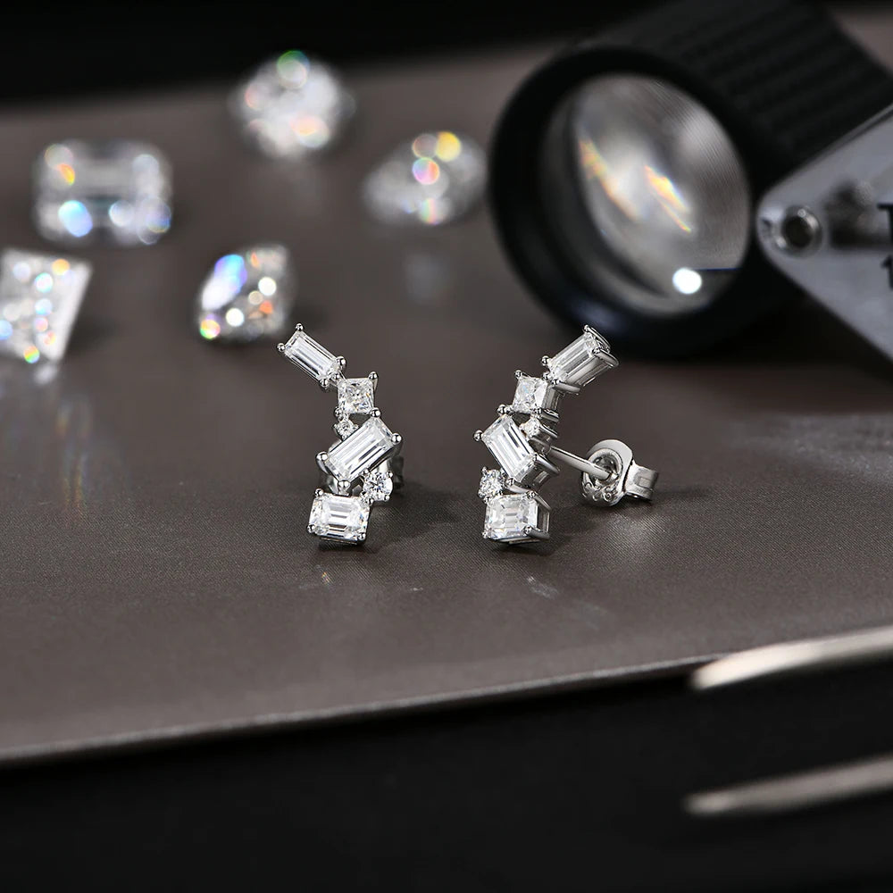 10K 14K 18K Gold Silver Moissanite Stud Earrings