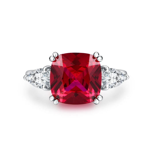 925 Sterling Silver Red Ruby Ring