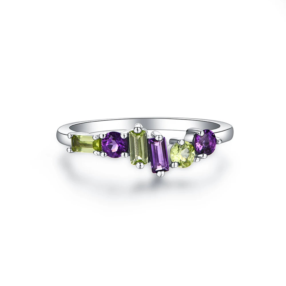 Classic Natural Amethyst Peridot Ring