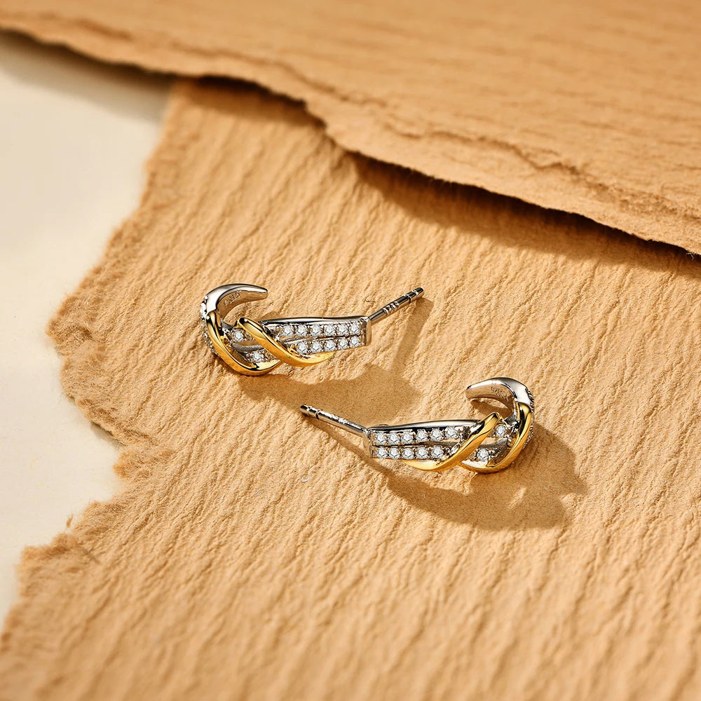 925 Stelling Silver Yellow Plated Diamond Test Stud Earring
