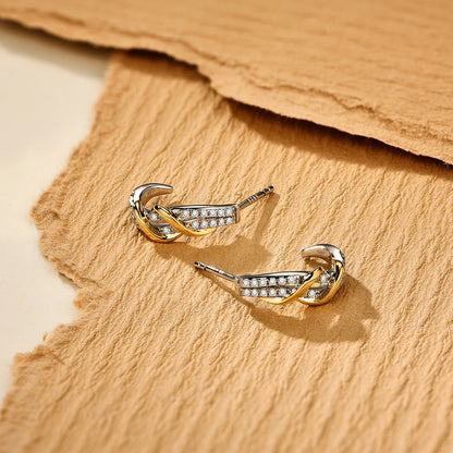 925 Stelling Silver Yellow Plated Diamond Test Stud Earring