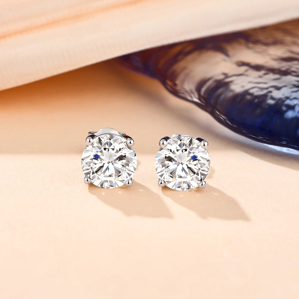 6.5mm D Color Moissanite Stud Earrings