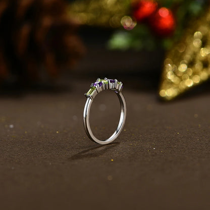 Classic Natural Amethyst Peridot Ring