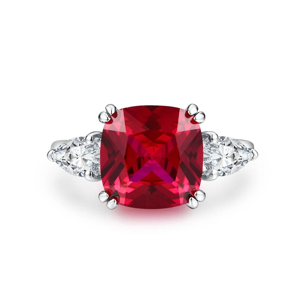 925 Sterling Silver Red Ruby Ring