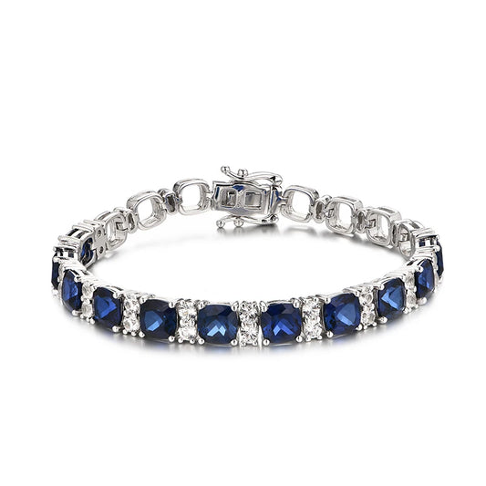 925 Silver Jewelry Original Created Blue Spinel Bracelet