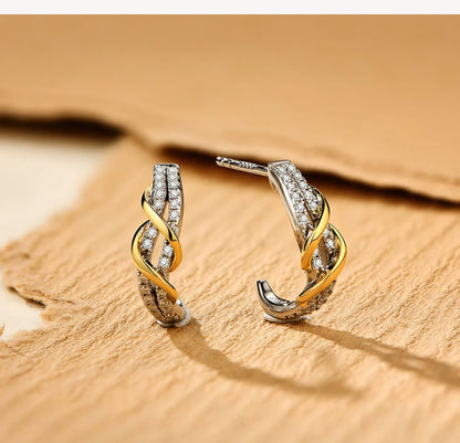 925 Stelling Silver Yellow Plated Diamond Test Stud Earring