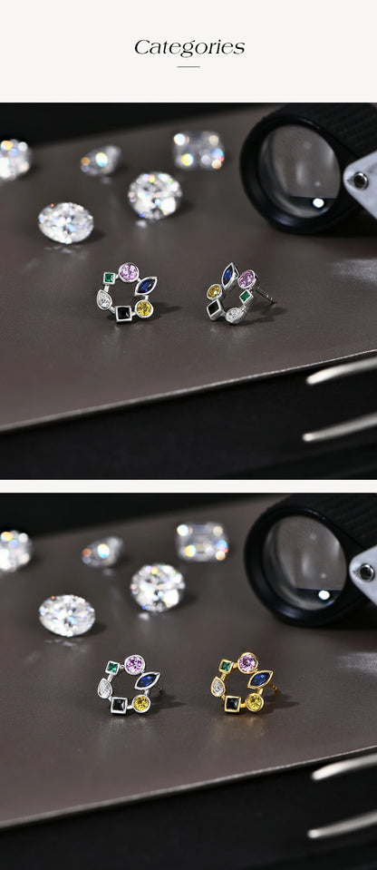 18K 925 Sterling Silver Stud Earring