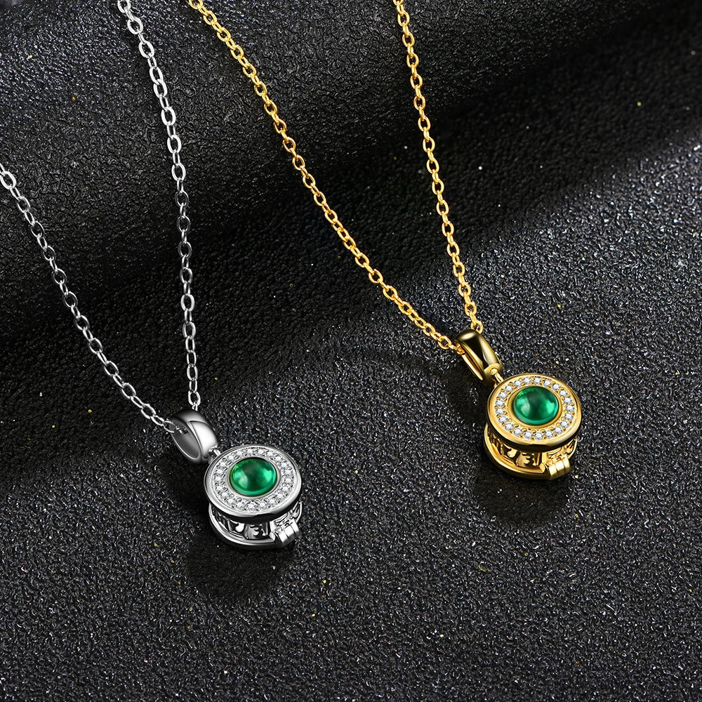 18K Yellow Gold Plated Lab Grown Emerald Gemstone Necklaces