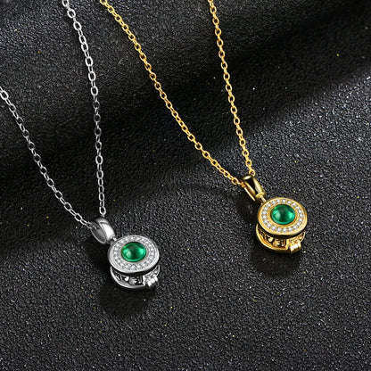 18K Yellow Gold Plated Lab Grown Emerald Gemstone Necklaces
