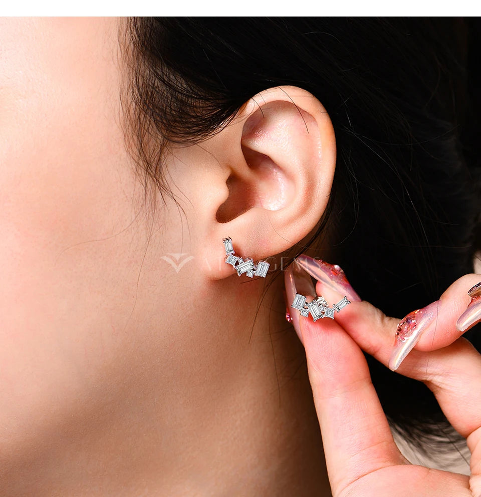 10K 14K 18K Gold Silver Moissanite Stud Earrings