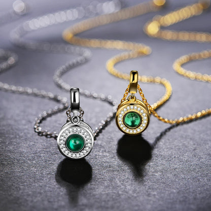 18K Yellow Gold Plated Lab Grown Emerald Gemstone Necklaces