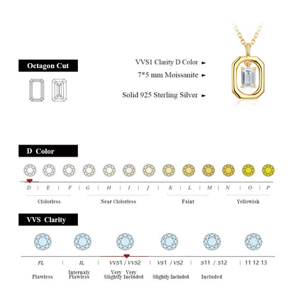 10k 14k 18k Yellow Gold Moissanite Diamond Necklace