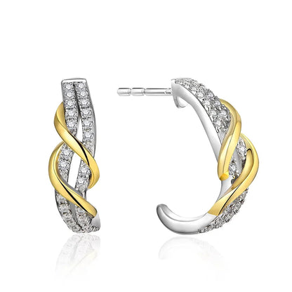925 Stelling Silver Yellow Plated Diamond Test Stud Earring