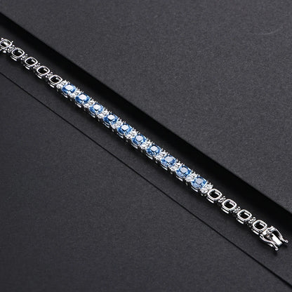 925 Silver Jewelry Original Created Blue Spinel Bracelet