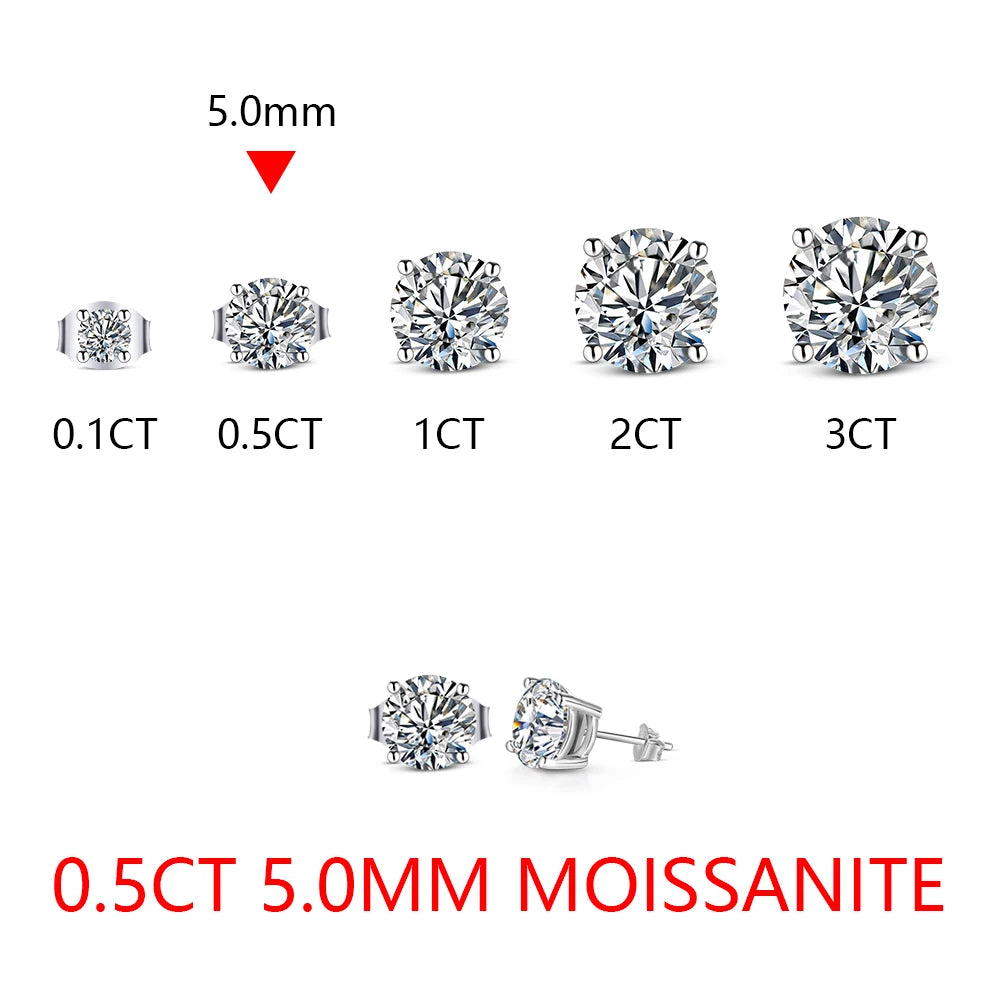 6.5mm D Color Moissanite Stud Earrings