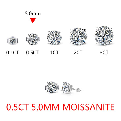 6.5mm D Color Moissanite Stud Earrings