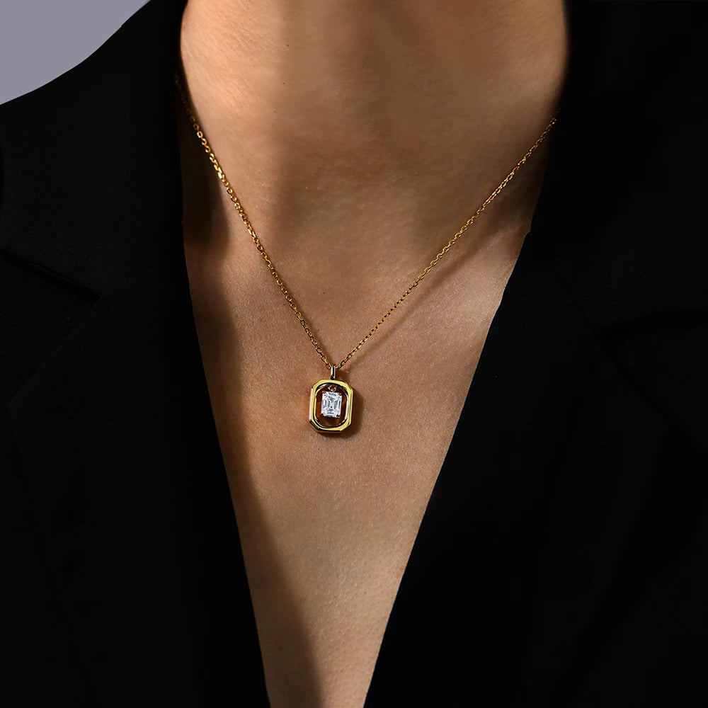 10k 14k 18k Yellow Gold Moissanite Diamond Necklace
