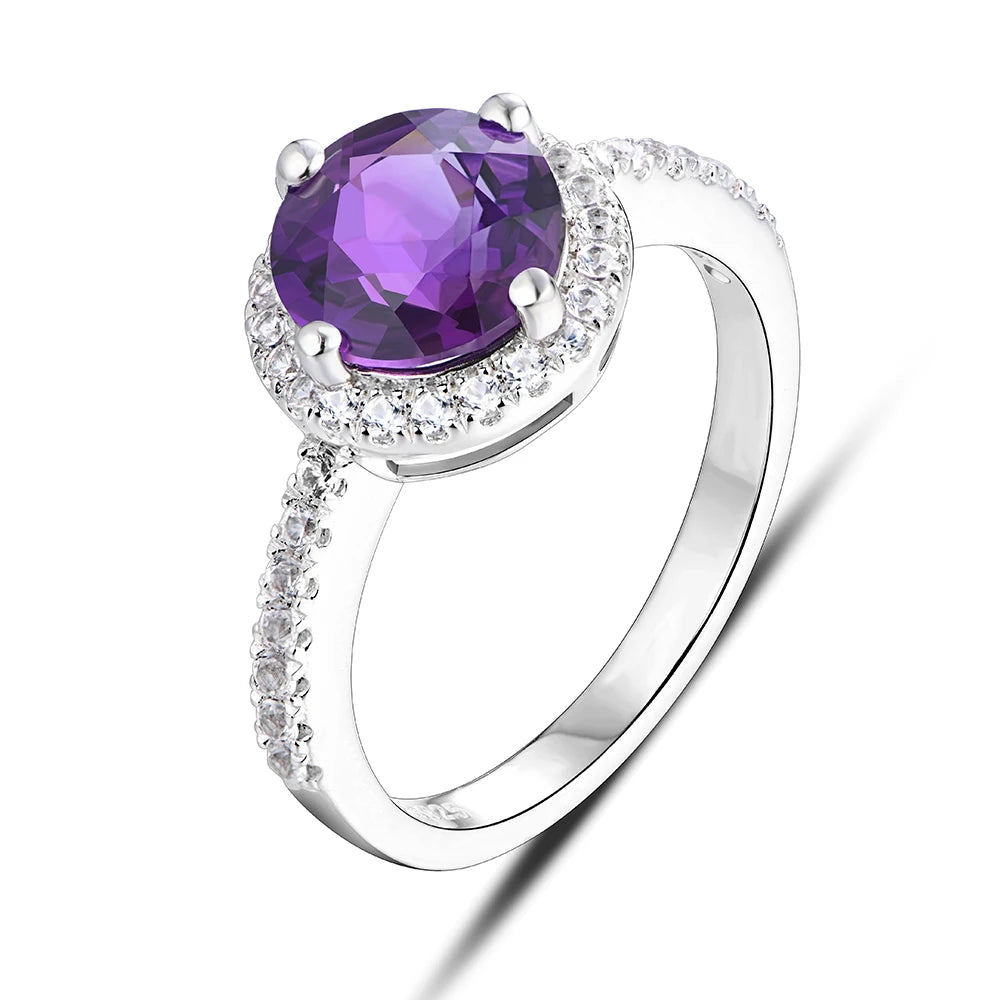 S925 Wedding Band Color Change Stone Silver Ring