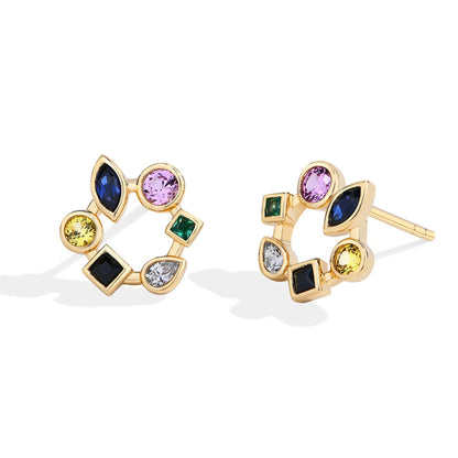 18K 925 Sterling Silver Stud Earring