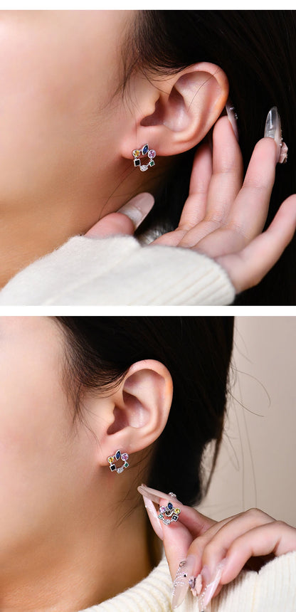 18K 925 Sterling Silver Stud Earring