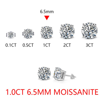 6.5mm D Color Moissanite Stud Earrings