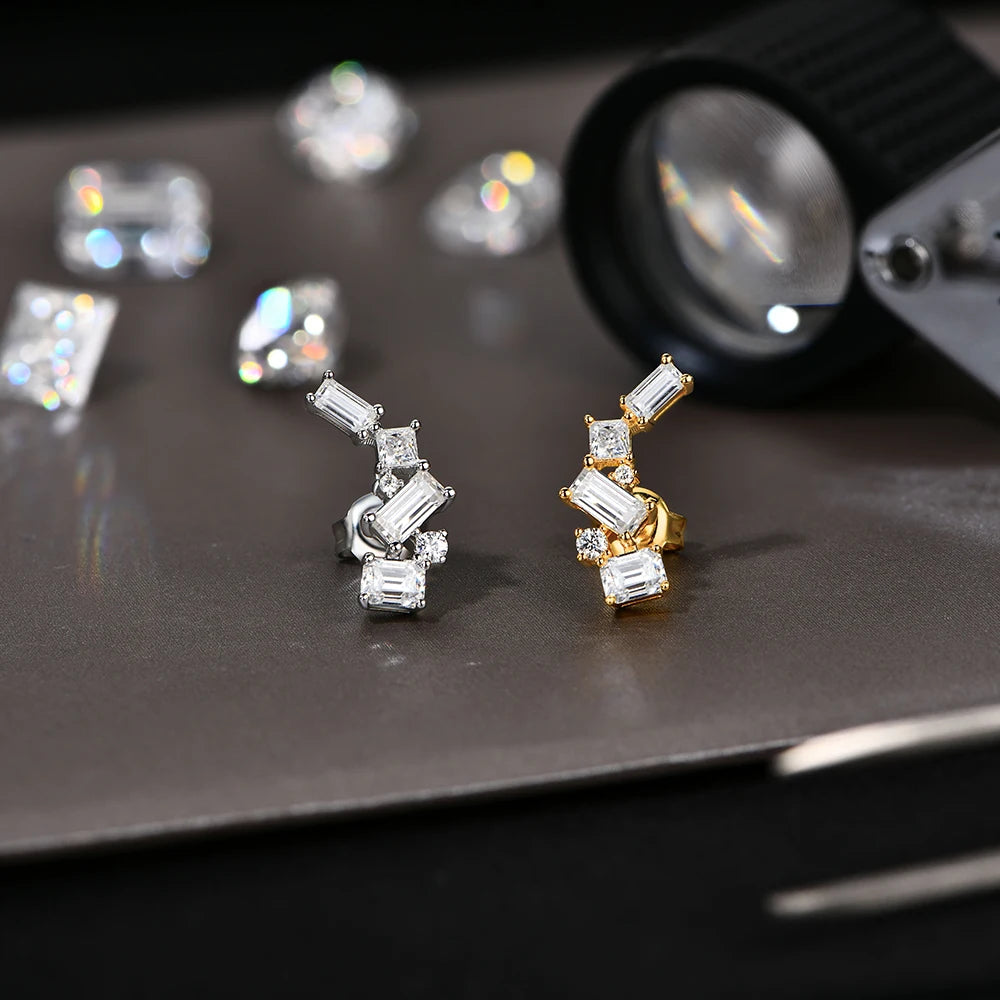 10K 14K 18K Gold Silver Moissanite Stud Earrings